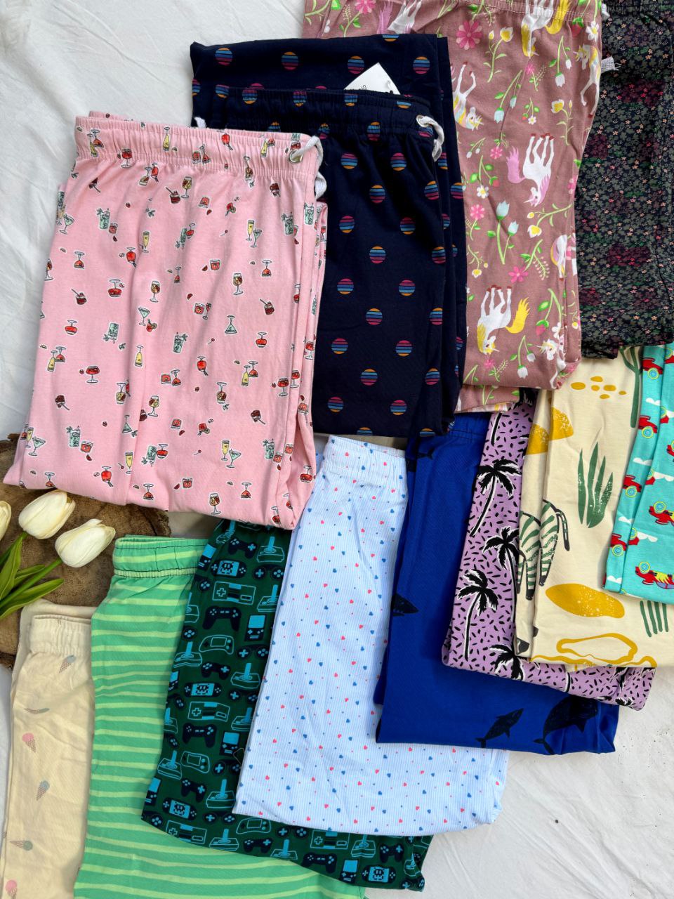 شلوار راحتی زنانه طرحدار پایین گتر دار نخ و پنبه H&M