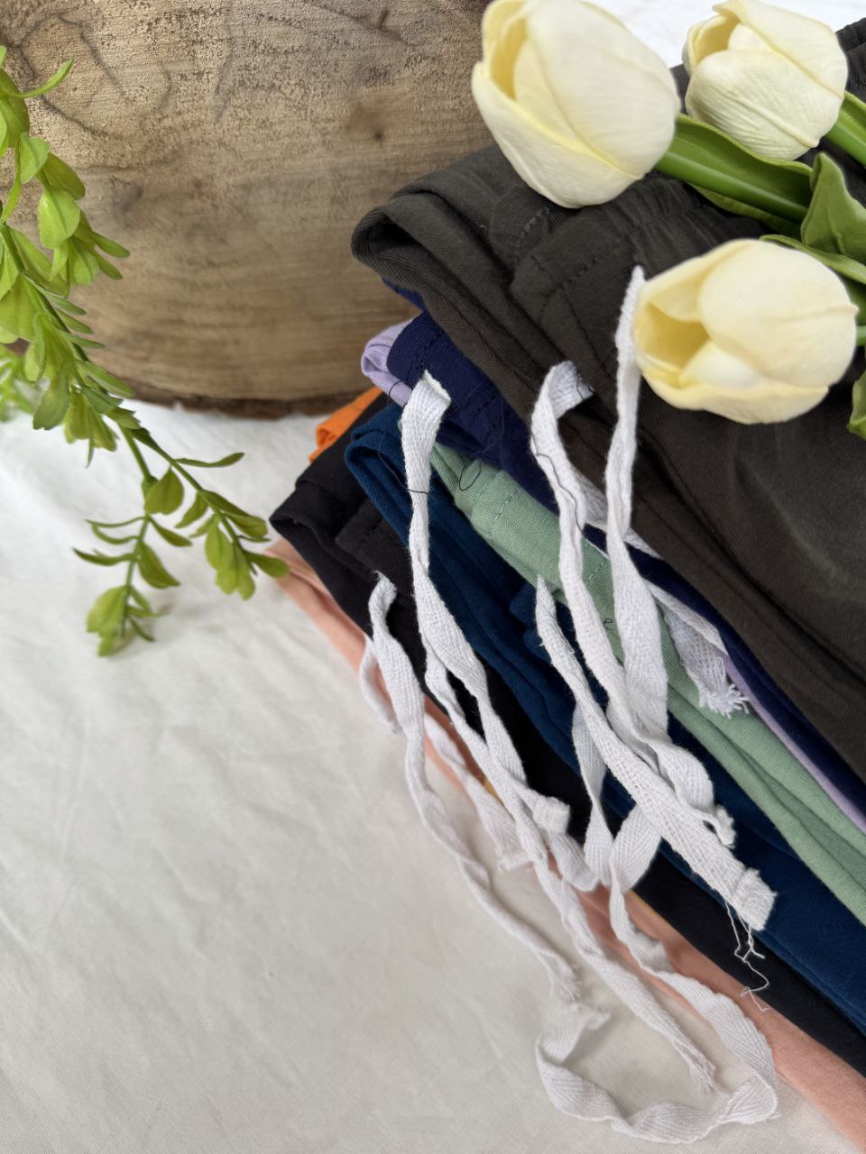 شلوار راحتی زنانه ساده پایین گتر دار نخ و پنبه H&M