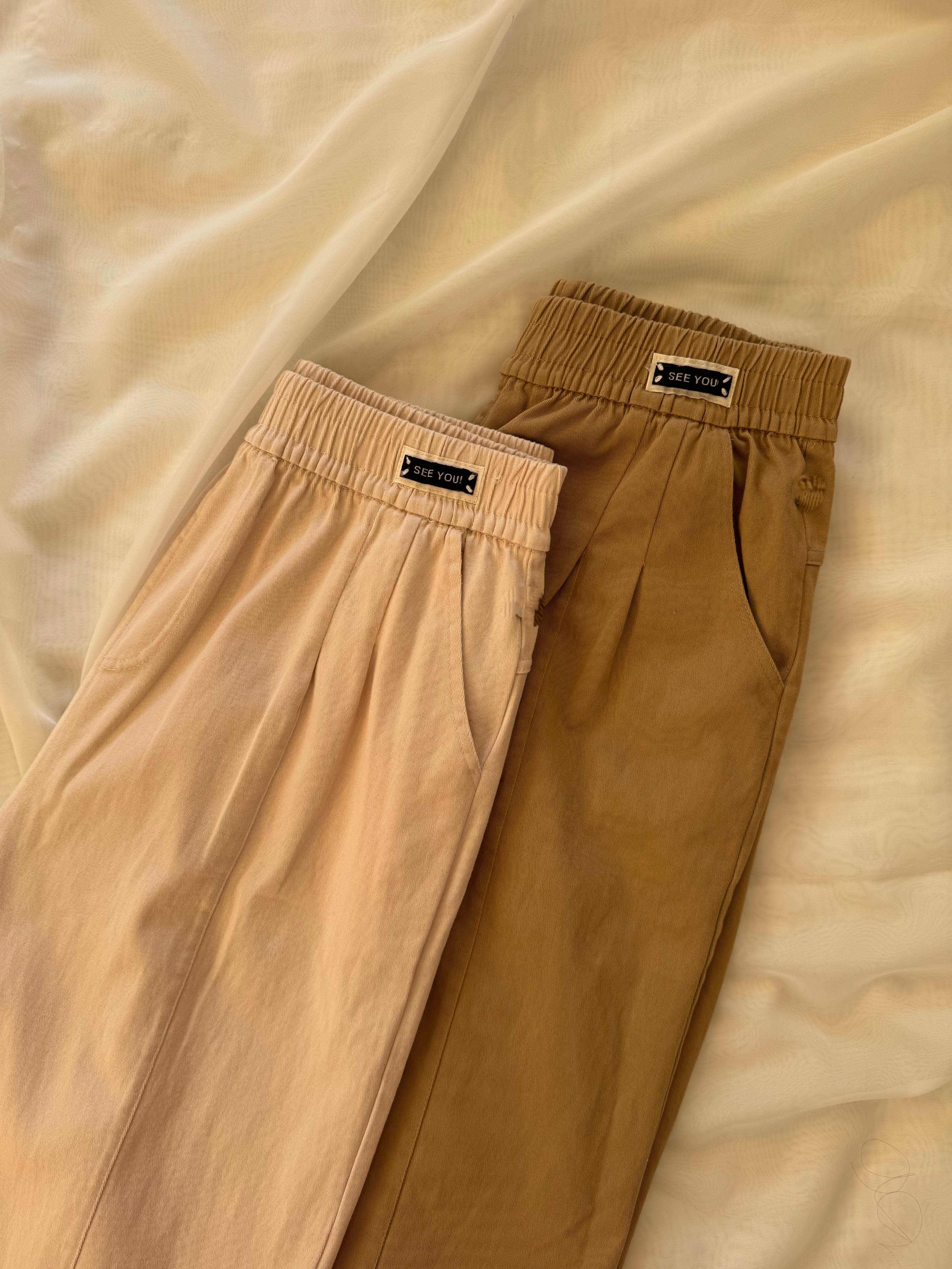 شلوار کتان نیم بگ