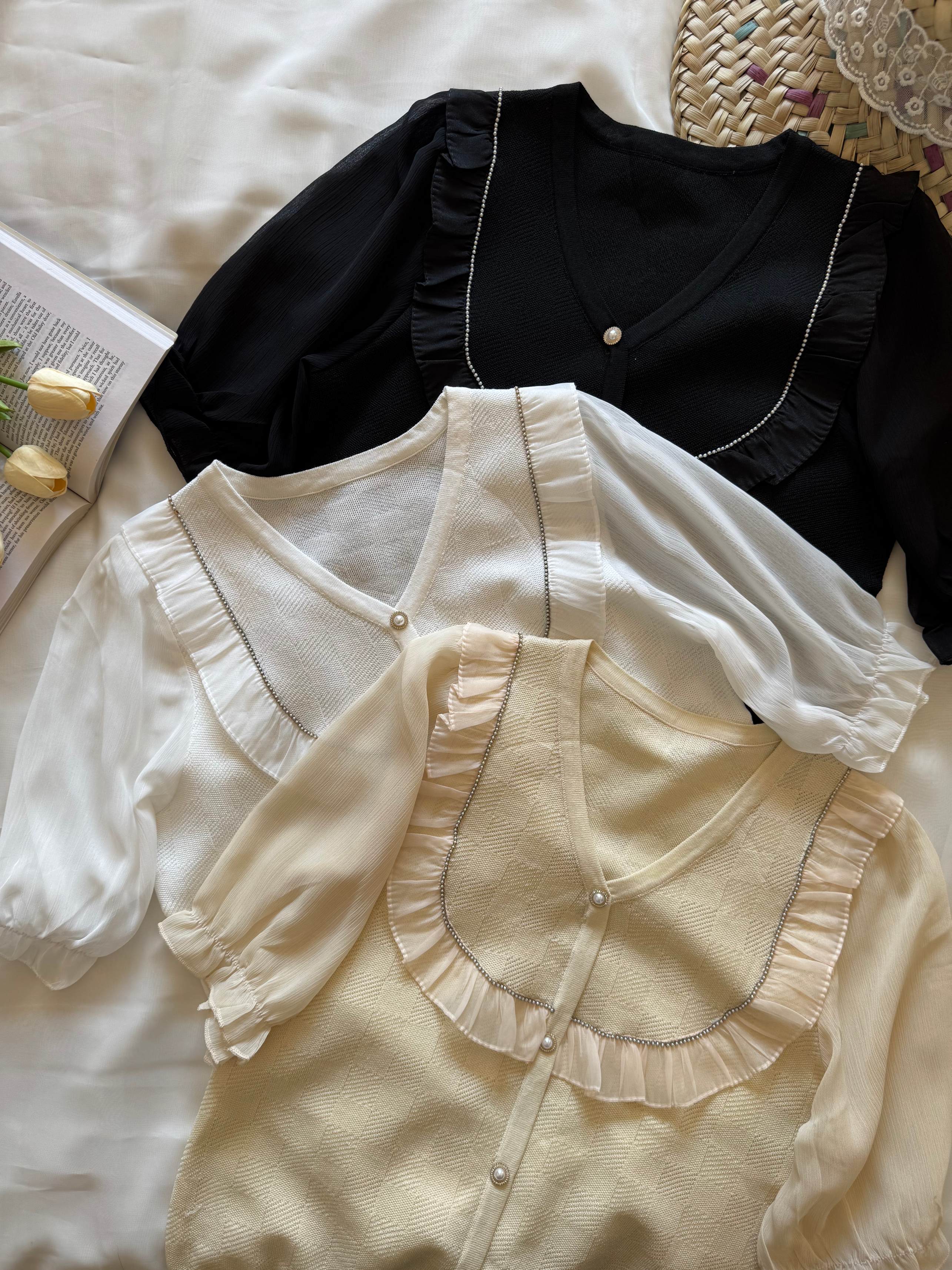 بلوز بافت آستین کوتاه مدل تارا