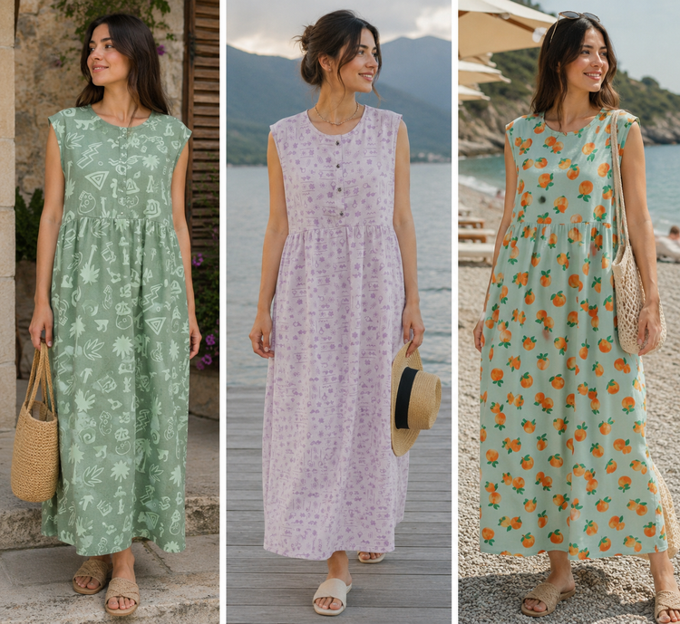 پیراهن راحتی بلند زنانه جلو دکمه H&M