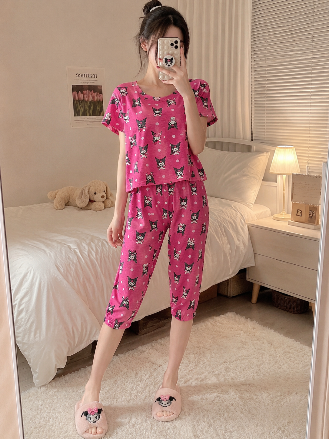 ست کراپ شلوارک زنانه و دخترانه نخ پنبه برند H&M
