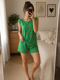 ست تاپ شورتک زنانه طرحدار نخ پنبه H&M